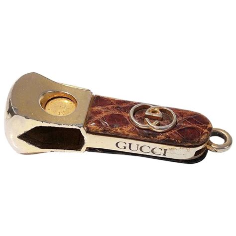 gucci cigar cutter|1980s GUCCI lizard skin gold tone cigar cutter .